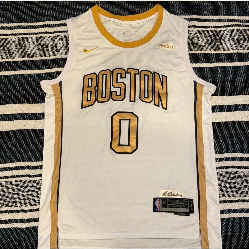 NBA Boston White and Gold Jayson Tatum jersey